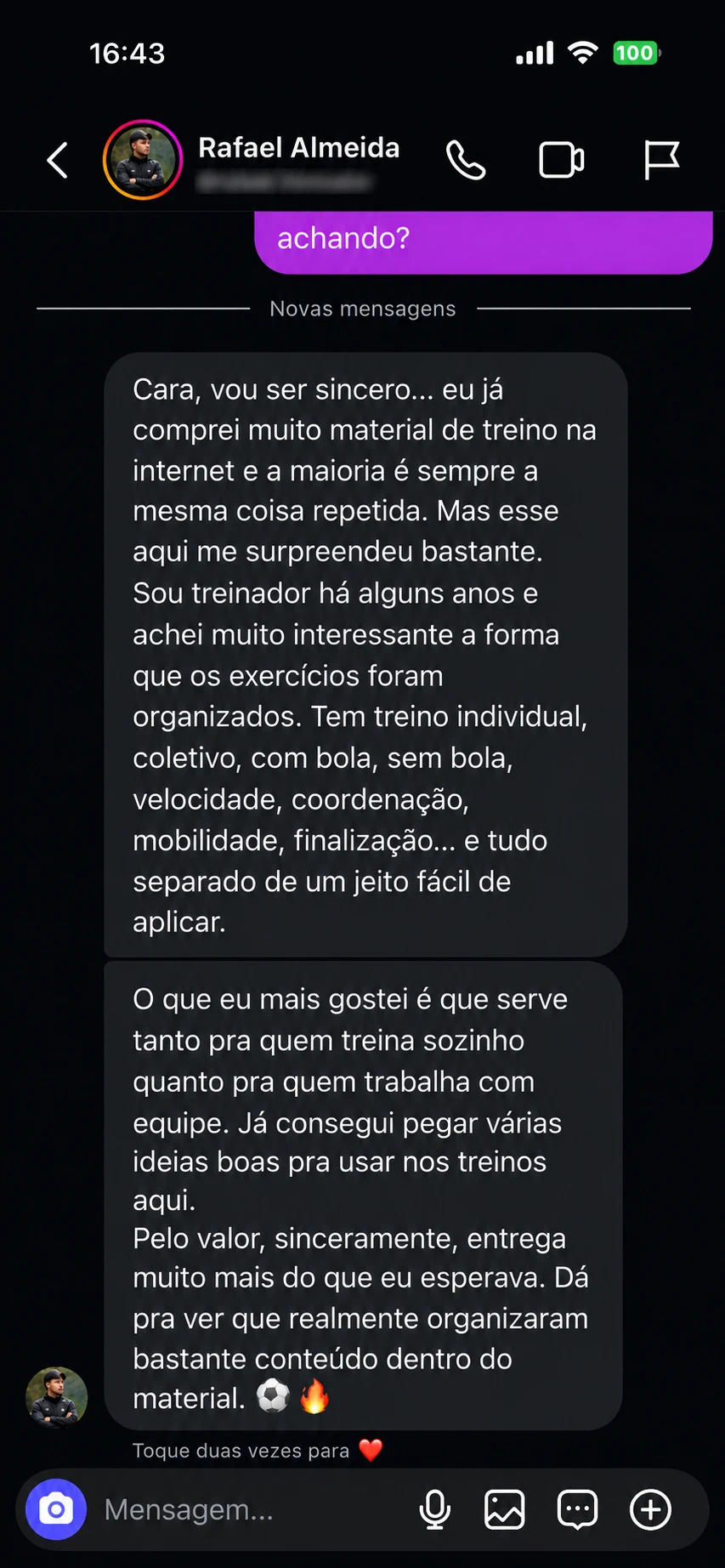 Depoimento de treinador