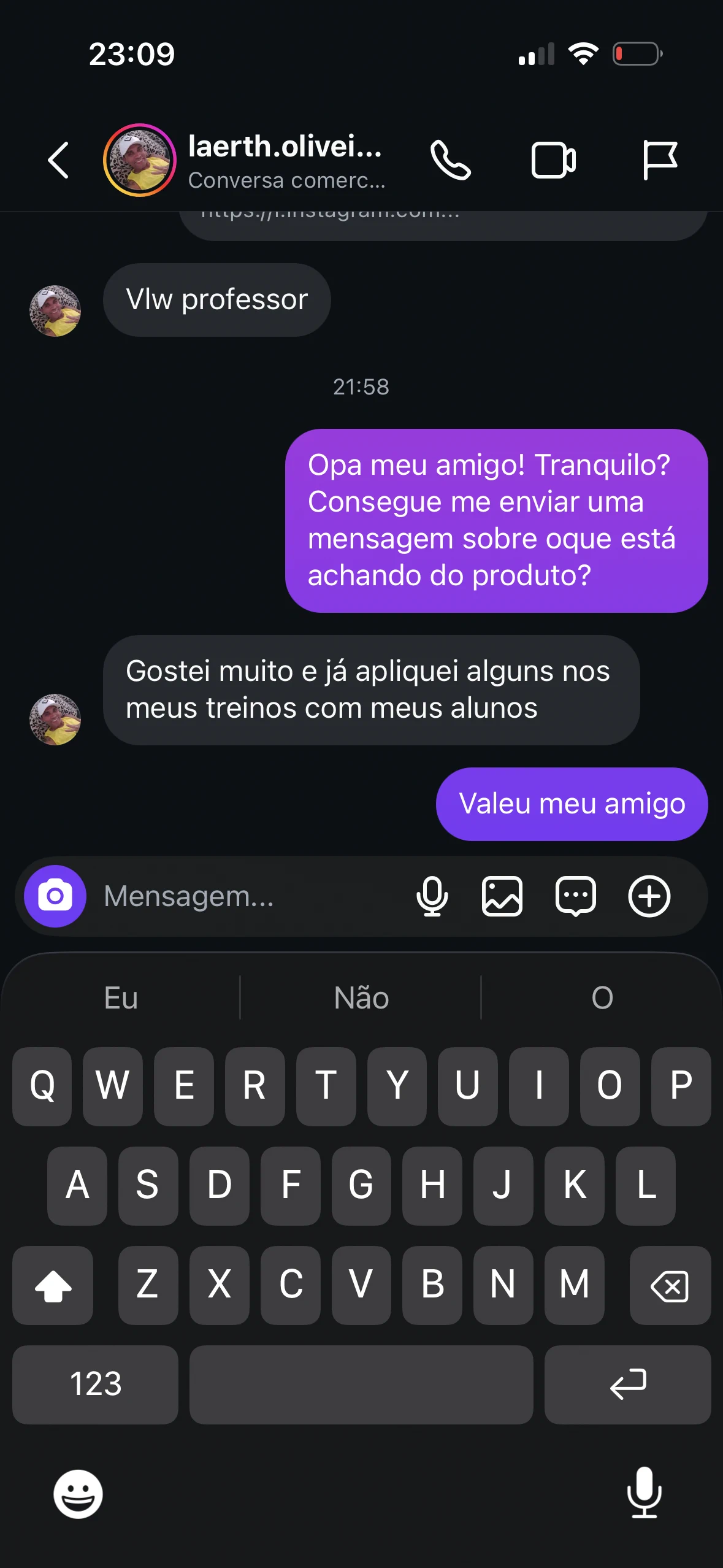 Depoimento de treinador