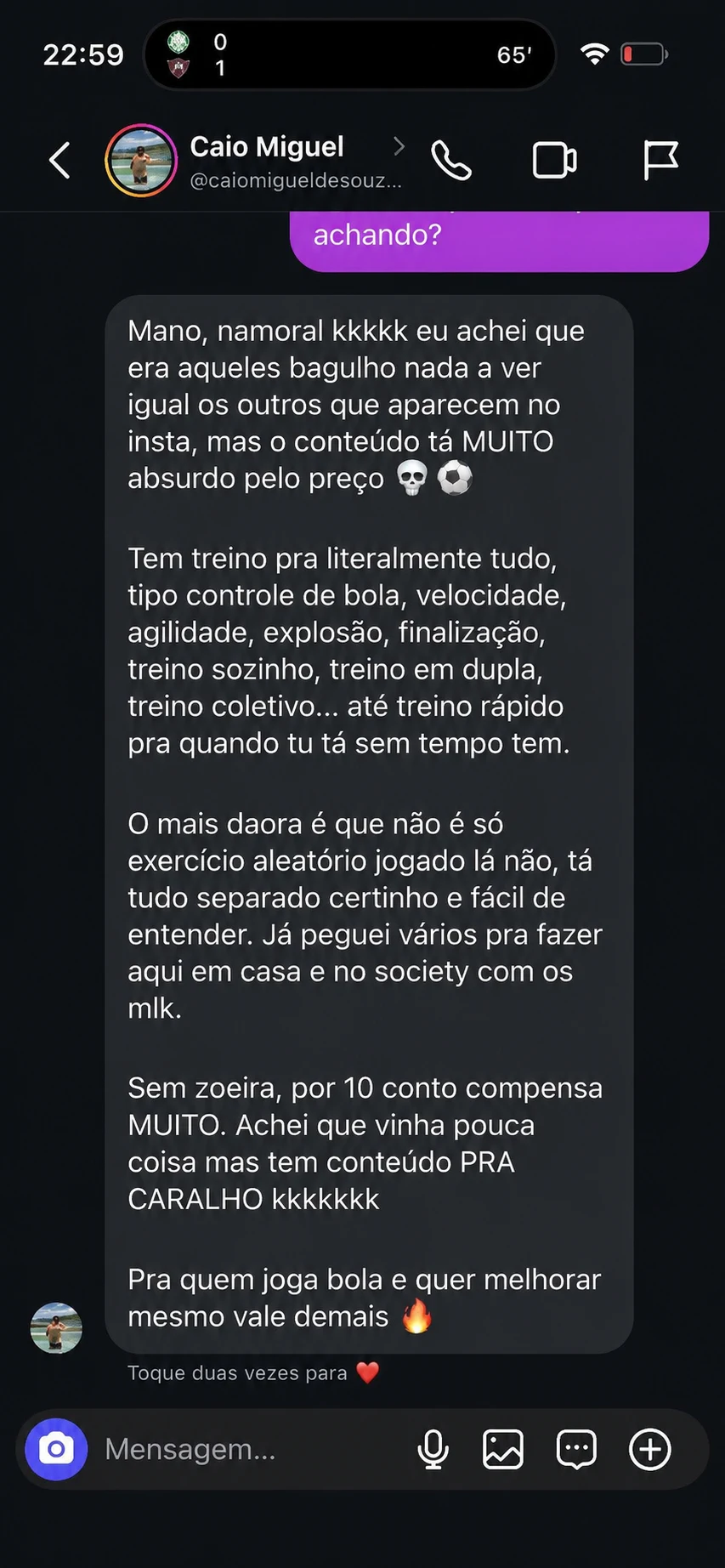 Depoimento de treinador